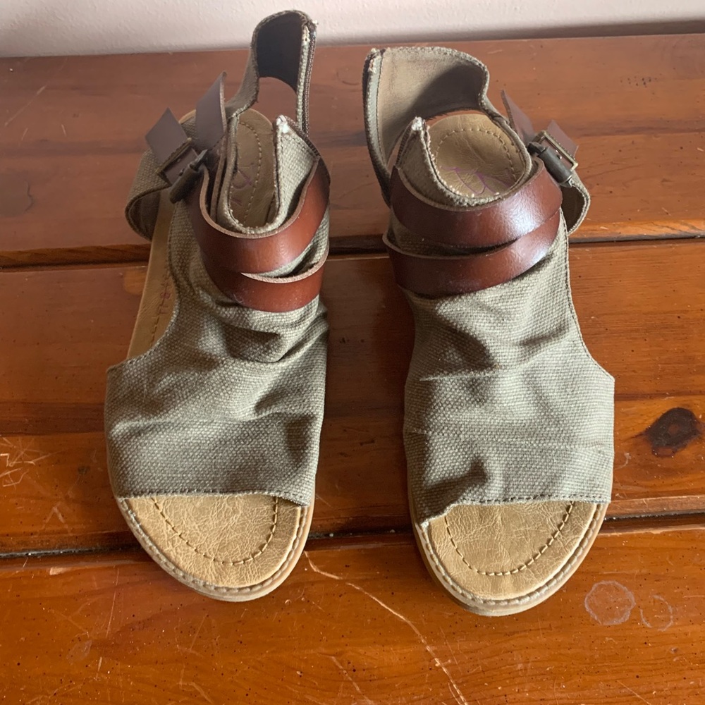 Gray and brown sandals